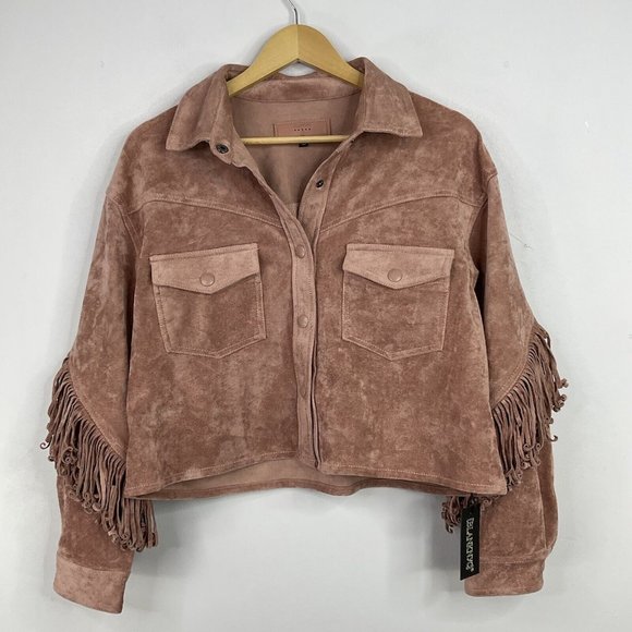 Blank NYC Jacket Size Small Pink Faux Suede Western Tasselled BNWT - Picture 8 of 13